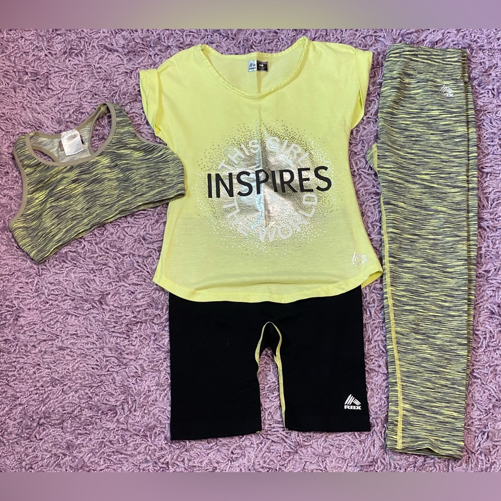 RBX Girls' Workout Set - 4 Piece Athletic Performance set